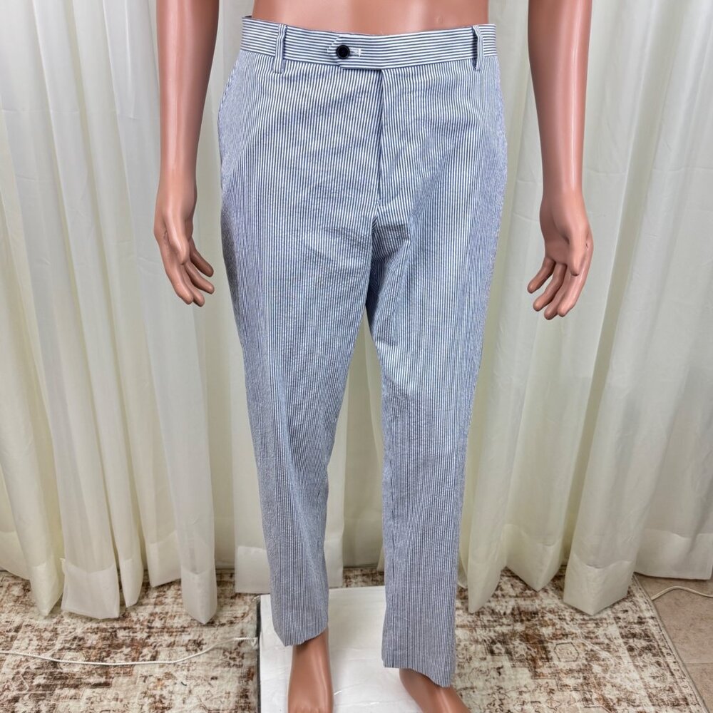 Tommy Hilfiger Seersucker Pants Mens 36x30 Blue White Stripe Classic Prep Summer